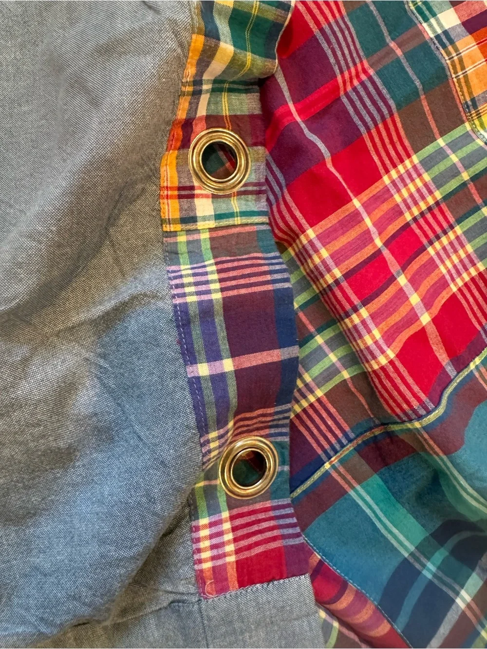 Vintage Ralph Lauren Home Madras Patchwork Plaid Cotton Shower Curtain